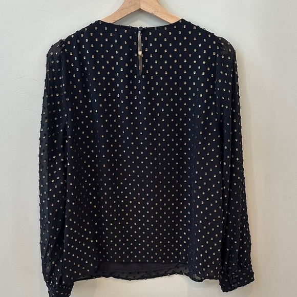 J. Crew Black Blouse with Gold Dots - Picture 3 of 6